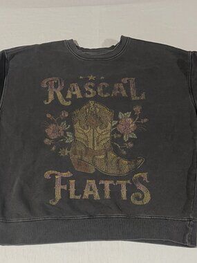 Rascal Flatts Band Sweatshirt M Washed Gray Western Cowboy Boot Graphic Country